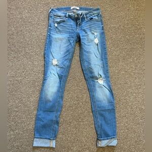 Hollister Blue Skinny Jeans with Distressed Details